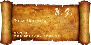 Metz Gergely névjegykártya